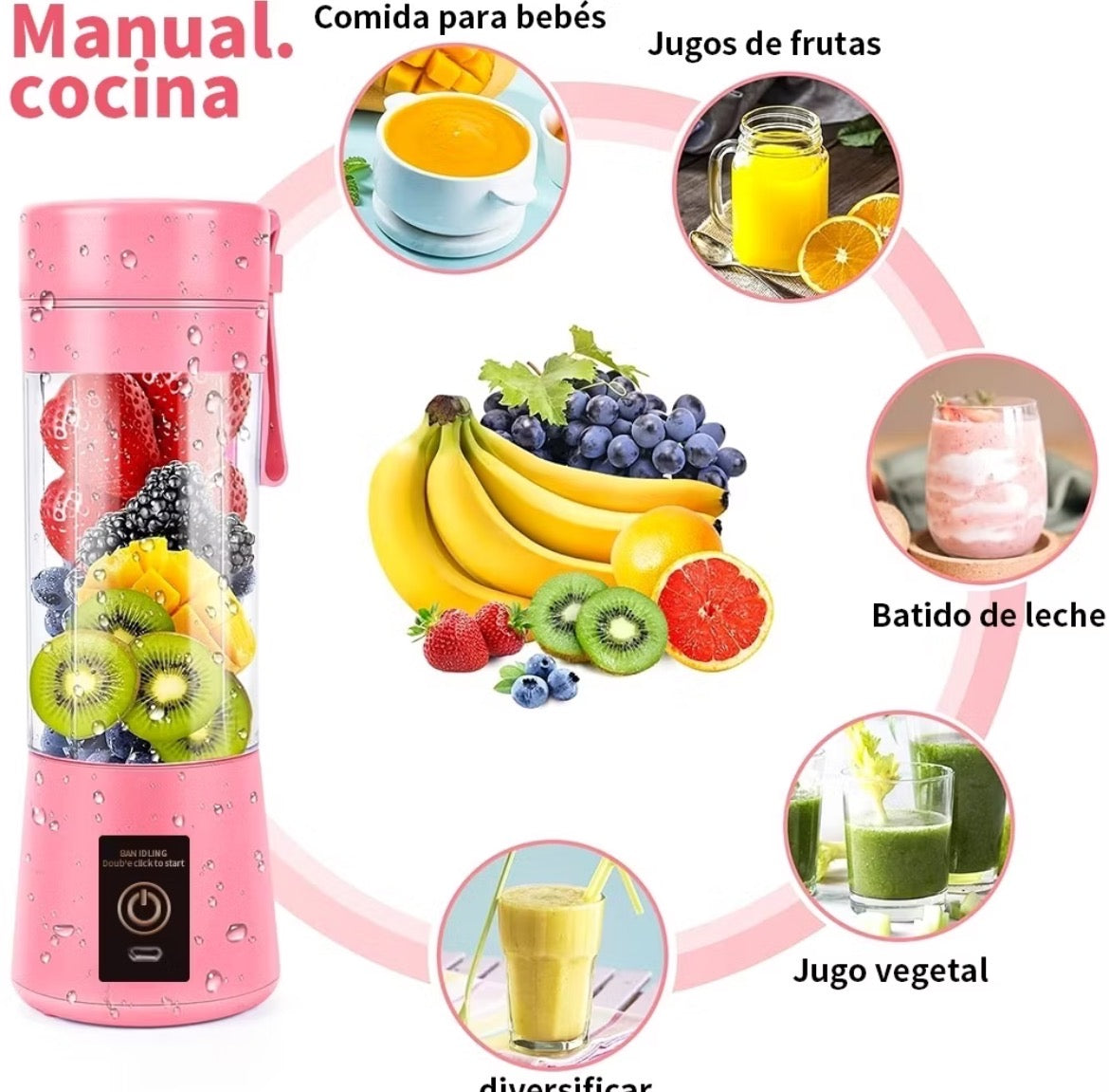 Licuadora Portátil Recargable Batidora